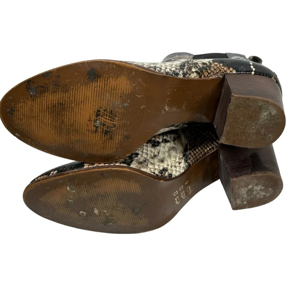 Madewell Snakeskin Leather Regan Booties Women's 9.5 Pull On Block Heel - Picture 12 of 12